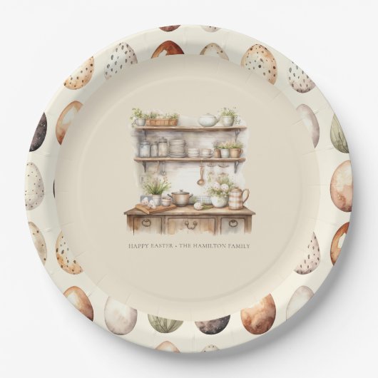 Vintage Ostern personalisiert Pappteller (Vorderseite)