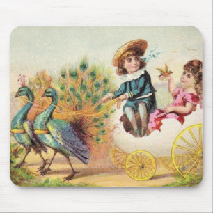 Vintage Ostern-Pfaus Mousepad
