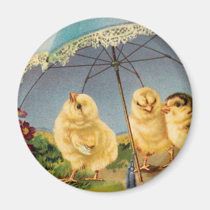 Vintage Ostern Süße Küken unter einem Sonnenschirm Magnet