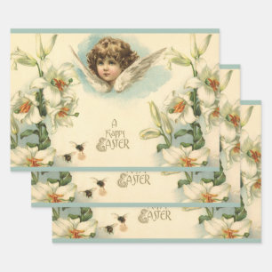 Vintage Ostern, viktorianische Lilienblumen und En Geschenkpapier Set