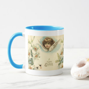 Vintage Ostern, viktorianische Lilienblumen und En Tasse