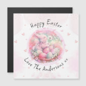 Vintage Osternblüte Bunny Ostereier Herz Magnetkarte (Vorne/Hinten)