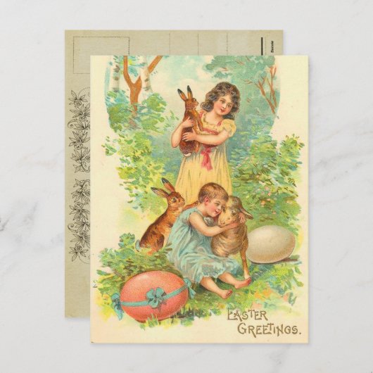 Vintage Osterpostkarte Feiertagspostkarte (Vorne/Hinten)