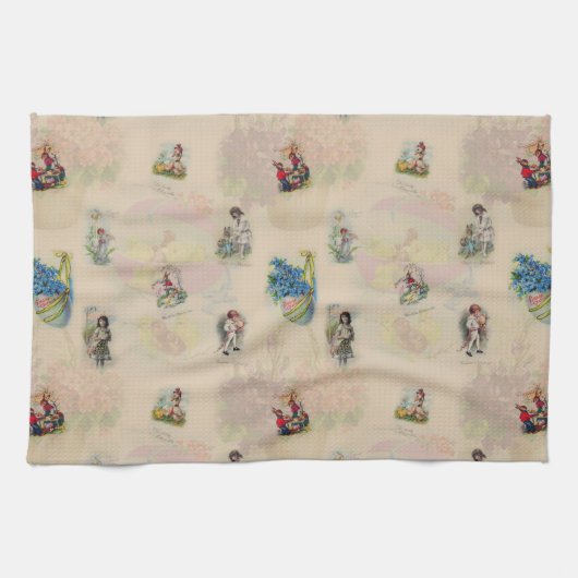 Vintage-Osterpostkarten aus Deutschland - retro na Geschirrtuch (Horizontal)