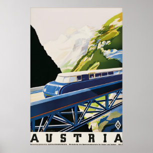 Vintage Österreich-Bahn-Reiseplakat Alpenzug Poster
