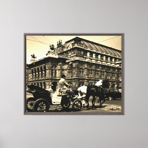 Vintage Österreich Wien Fiaker Staatsoper Oper Leinwanddruck