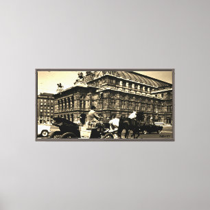 Vintage Österreich Wien Fiaker Staatsoper Oper Leinwanddruck