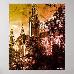 Vintage Österreich Wien Rathaus Rathaus Poster