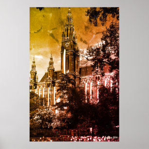 Vintage Österreich Wien Rathaus Rathaus Poster