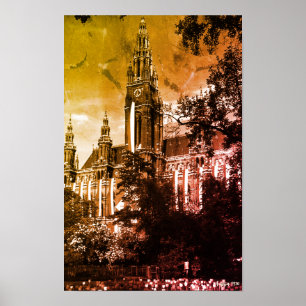 Vintage Österreich Wien Rathaus Rathaus Poster