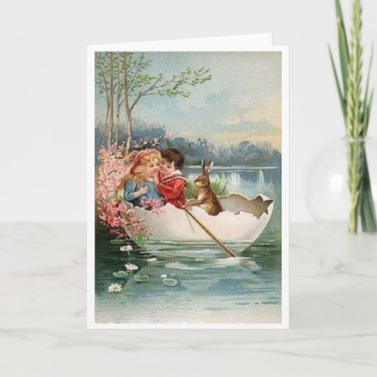 Vintage Osterromantik! Viktorianische Osterkarte Feiertagskarte (Vorderseite)