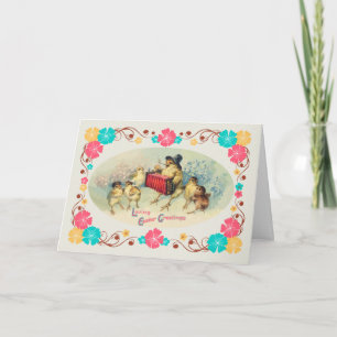 Vintage Osterschlösser mit floralen Grenzen Feiertagskarte