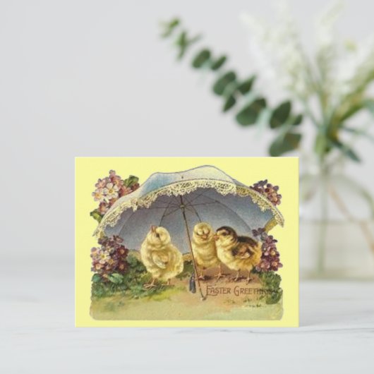 Vintage Osterschlösser & Parasole Feiertagspostkarte (Stehend Vorderseite)