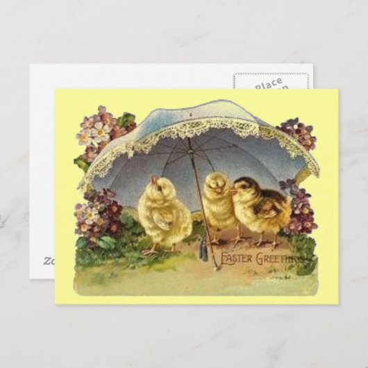 Vintage Osterschlösser & Parasole Feiertagspostkarte (Vorne/Hinten)