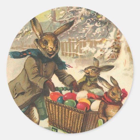 Vintage Ostersonnenklammer Runder Aufkleber (Vorderseite)