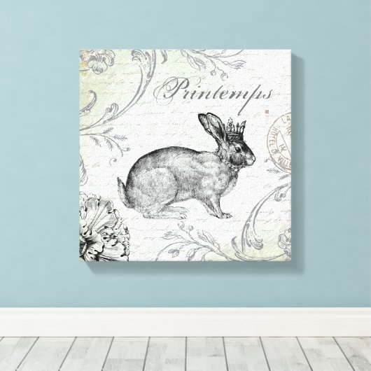 Vintage Ostersonnenweide, gespannt Leinwand (Insitu (Holzboden))