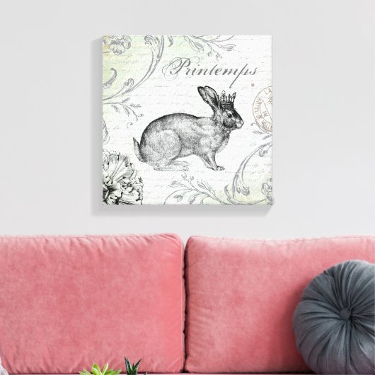 Vintage Ostersonnenweide, gespannt Leinwand (Insitu (Wohnzimmer))