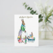 Vintage Ostersonnfamilie Postkarte (Stehend Vorderseite)