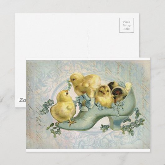 Vintage Osterstäbchen im Boot Postkarte (Vorne/Hinten)