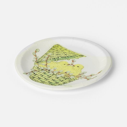 Vintage Osterstäbchen Pappteller (Schrägansicht)