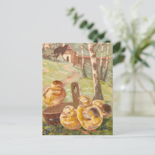 Vintage Osterstäbchen Postkarte (Stehend Vorderseite)