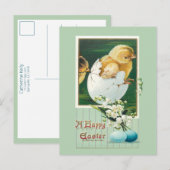 Vintage Osterstäbchen und Gruß Postkarte (Vorne/Hinten)