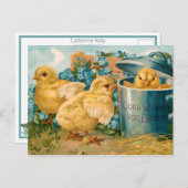 Vintage Osterstäbchen und vergessene-Me-Nots Postkarte (Vorne/Hinten)