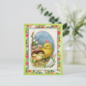 Vintage Osterstäbchen Viktorianischer Blumenfrühli Feiertagspostkarte (Stehend Vorderseite)