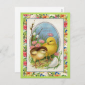 Vintage Osterstäbchen Viktorianischer Blumenfrühli Feiertagspostkarte (Vorne/Hinten)