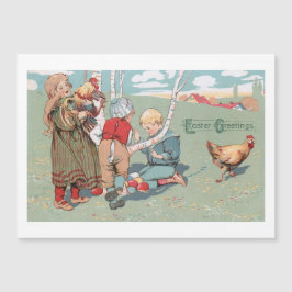 Vintage Ostertiere und -kinder Magnetkarte