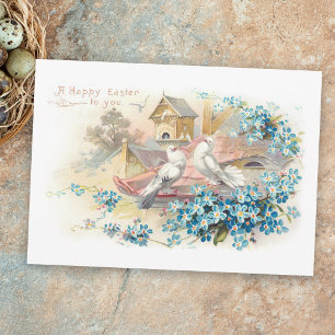 Vintage Ostertüten und Vergessen-Ich-Noten Feiertagskarte