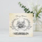 Vintage Ostervögel und Nester Einladung (Stehend Vorderseite)