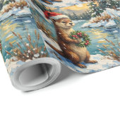 Vintage Otter mit Weihnachtskranz von Frozen Geschenkpapier (Rolleneckpunkt)