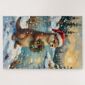 Vintage Otter mit Weihnachtskranz von Frozen Puzzle (Horizontal)