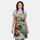 Vintage Otter mit Weihnachtskranz von Frozen Schürze (Getragen)
