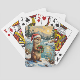 Vintage Otter mit Weihnachtskranz von Frozen Spielkarten