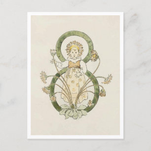 Vintage Ottilia Adelborg Blumennummer - 8 Postkarte