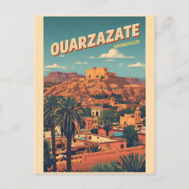 Vintage Ouarzazate city kasbah Sahara Desert moroc Postkarte