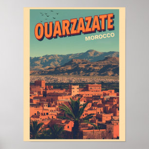 Vintage Ouarzazate Stadt Kasbah Sahara Wüste Marok Poster