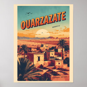 Vintage Ouarzazate Stadt Kasbah Sahara Wüste Marok Poster