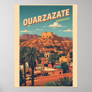 Vintage Ouarzazate Stadt Kasbah Sahara Wüste Marok Poster