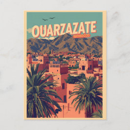 Vintage Ouarzazate Stadt Kasbah Sahara Wüste Marok Postkarte