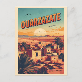 Vintage Ouarzazate Stadt Kasbah Sahara Wüste Marok Postkarte