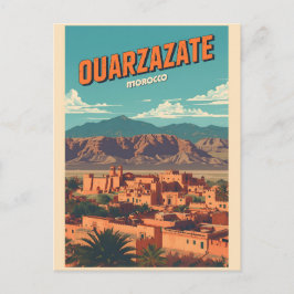 Vintage Ouarzazate Stadt Kasbah Sahara Wüste Marok Postkarte
