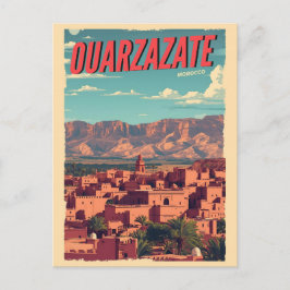 Vintage Ouarzazate Stadt Kasbah Sahara Wüste Marok Postkarte