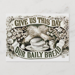 Vintage Our Daily Bread Christliches Gebet 1872 Postkarte
