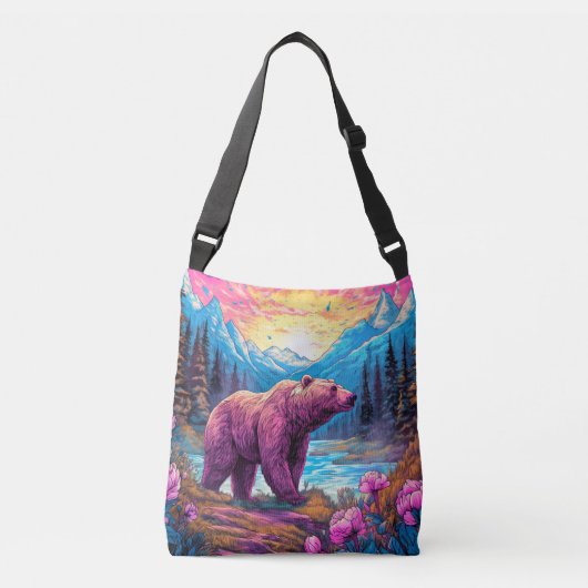 Vintage Outdoor-Illustration Tragetaschen Mit Langen Trägern (Vorderseite)