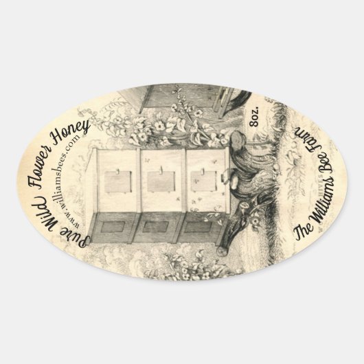 Vintage Oval Beves Honey Jar Sticker (Vorderseite)