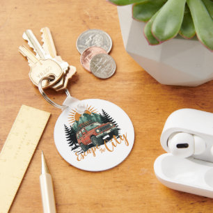 Vintage Overland 4x4 Abenteuer Flucht aus der Stad Schlüsselanhänger