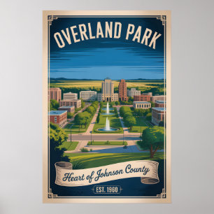 Vintage Overland Park Kansas Retro-Reiseziel Poster
